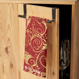 Yuletide weelde: Gouden draden van Kerstmis Theedoek