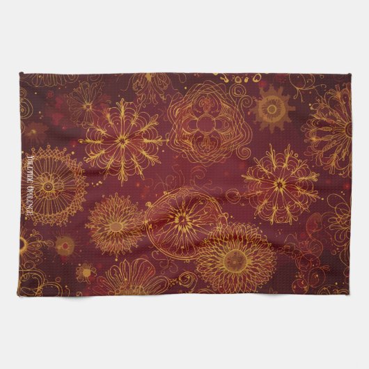 Yuletide weelde: Gouden draden van Kerstmis Theedoek (Horizontaal)