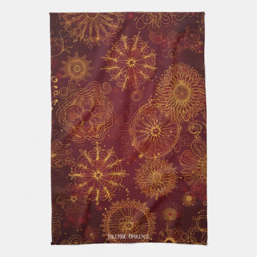 Yuletide weelde: Gouden draden van Kerstmis Theedoek (Verticaal)