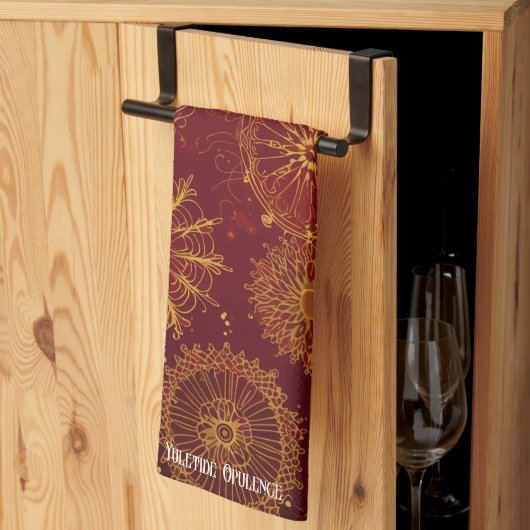 Yuletide weelde: Gouden draden van Kerstmis Theedoek (Derde Gevouwen)