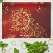 Yuletide weelde: Gouden draden van Kerstmis Theedoek (Gevouwen)