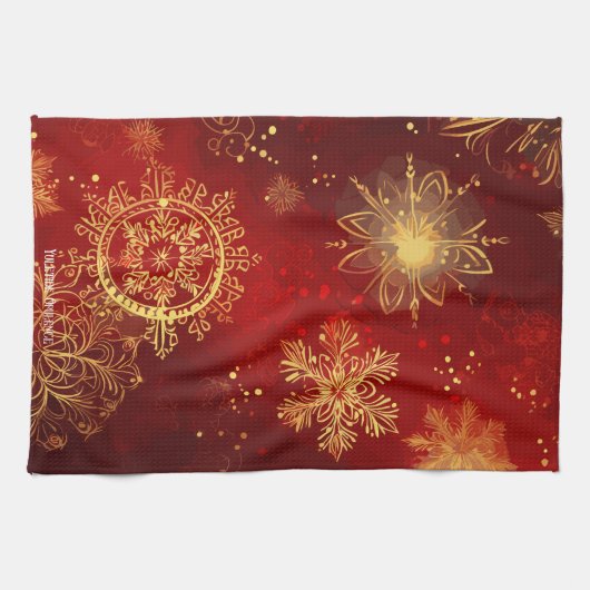 Yuletide weelde: Gouden draden van Kerstmis Theedoek (Horizontaal)