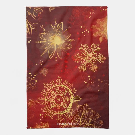 Yuletide weelde: Gouden draden van Kerstmis Theedoek (Verticaal)