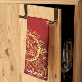 Yuletide weelde: Gouden draden van Kerstmis Theedoek