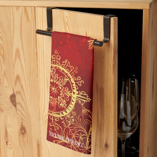 Yuletide weelde: Gouden draden van Kerstmis Theedoek (Derde Gevouwen)