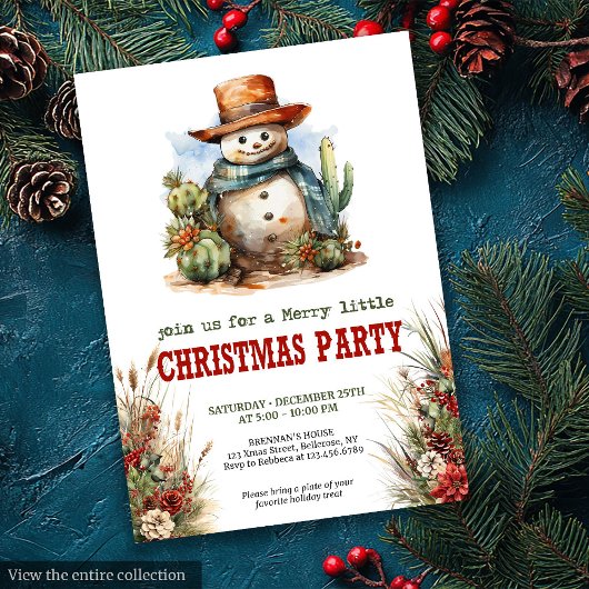 Yuletide Yeehaw Christmas party editable invites Kaart