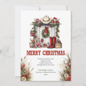 Yuletide Yeehaw greeting card with cowboy boots Feestdagenkaart (Voorkant)