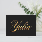 Yulia gold Design Lettering Karte (Staand voorkant)