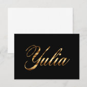 Yulia gold Design Lettering Karte (Voorkant / Achterkant)