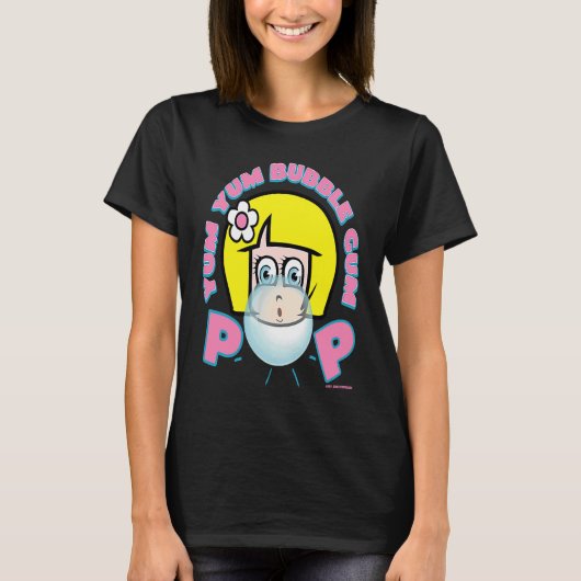 YUM YUM BUBBLE GUM MEISJE BLOWING BUBBLE RETRO 90' T-SHIRT (Voorkant)
