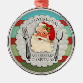 Yum yum yum Santa vork lepel Kerst ornament (Voorkant)