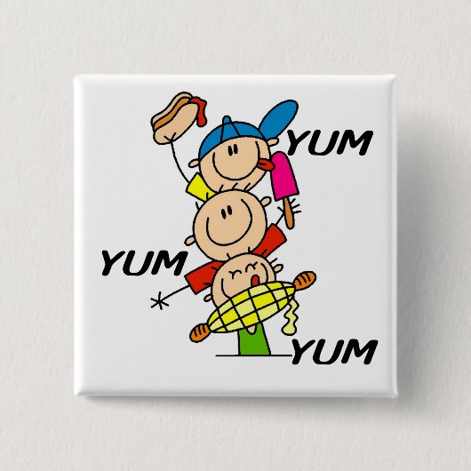 Yum Yum Zomer Vierkante Button 5,1 Cm (Voorkant)