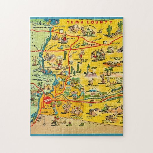 Yuma Arizona 11x14 Legpuzzelkaart Legpuzzel (Verticaal)