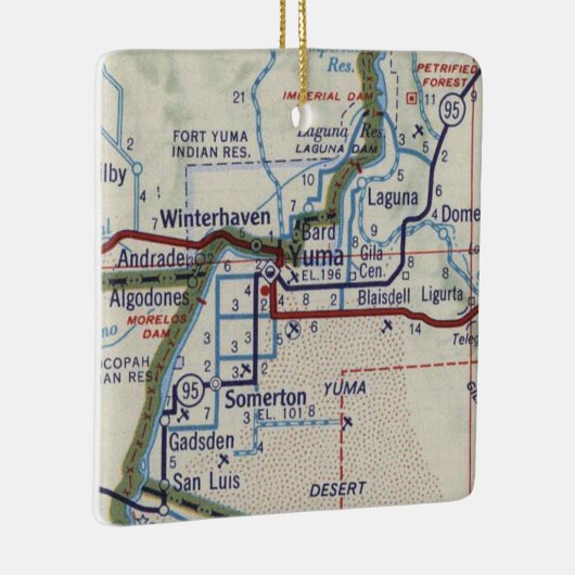 Yuma Arizona  Map Keramisch Ornament (Rechts)