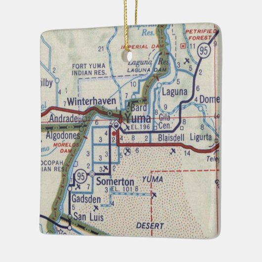 Yuma Arizona  Map Keramisch Ornament (Links)