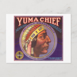 Yuma Chief Oranje LabelRedlands, CA Briefkaart