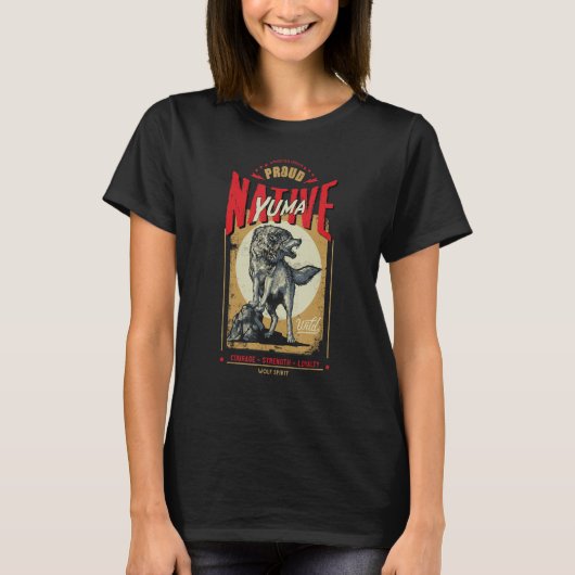 Yuma Native American Indian Born Wolf Spirit Retro T-shirt (Voorkant)