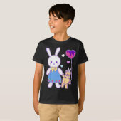 Yume Kawaii Mode Bunny & Teddy Bear Pastel Gothic T-shirt (Voorkant volledig)