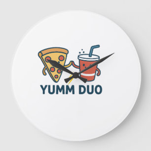 Yumm Duo Pizza en Soda Schattigee Cartoon Grote Klok