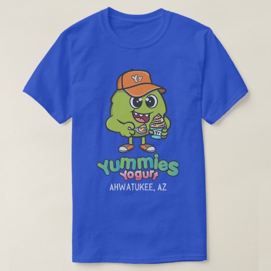 Yummies Yogurt-bevroren yoghurt, boba-donkerkleurs T-shirt (Design voorkant)