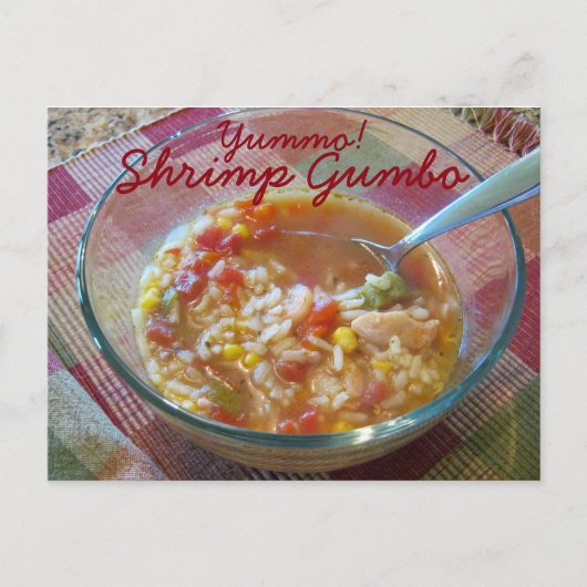 Yummo Shrimp Gumbo Recipcard Briefkaart (Voorkant)