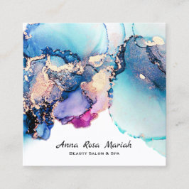 *~* Yummy Abstract Turquoise Gold Gilded Blauwgroe Vierkante Visitekaartje