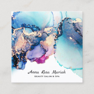 *~* Yummy Abstract Turquoise Gold Gilded Blauwgroe Vierkante Visitekaartje