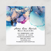 *~* Yummy Abstract Turquoise Gold Gilded Blauwgroe Vierkante Visitekaartje (Achterkant)