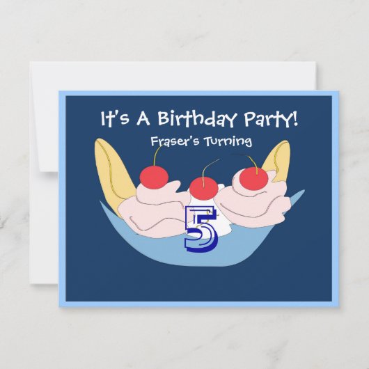 Yummy Banana Split Birthday Party Invitation Kaart (Voorkant)