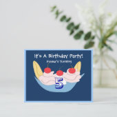 Yummy Banana Split Birthday Party Invitation Kaart (Staand voorkant)