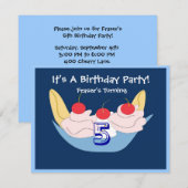 Yummy Banana Split Birthday Party Invitation Kaart (Voorkant / Achterkant)