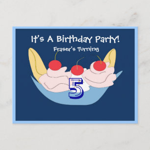 Yummy Banana Split Birthday Party Invitation Kaart