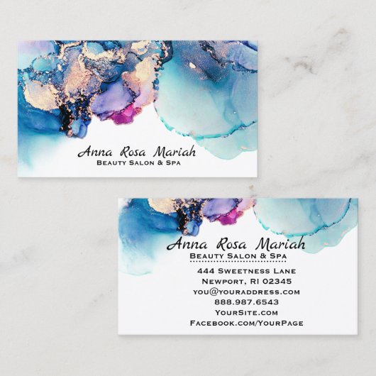 *~* Yummy Blauwgroen Turquoise Gold AP29 Gilded Bo Visitekaartje (Voorkant / Achterkant)