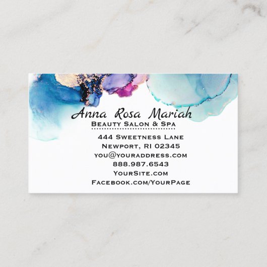 *~* Yummy Blauwgroen Turquoise Gold AP29 Gilded Bo Visitekaartje (Achterkant)