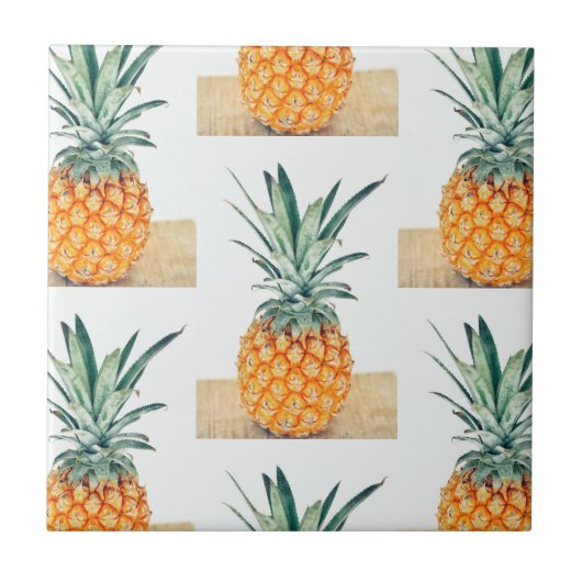 Yummy Bleek Pastel Pineappel Print Fruit Tegeltje (Voorkant)
