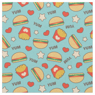 Yummy Cheeseburgers & French Fries Stof