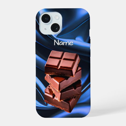 Yummy Chocolate Snoep Squares iPhone 15 Case (Achterkant)