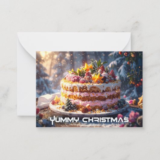 YUMMY CHRISTMAS Flat Note Kaart Notitiekaartje (Voorkant)