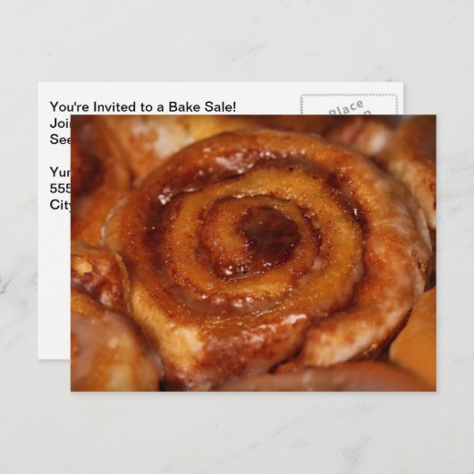 Yummy Cinnamon Roll Sticky Buns Bake Sale Uitnodiging Briefkaart (Voorkant / Achterkant)