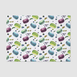 Yummy Colorful Macaroons & Berries Pattern Tissuepapier