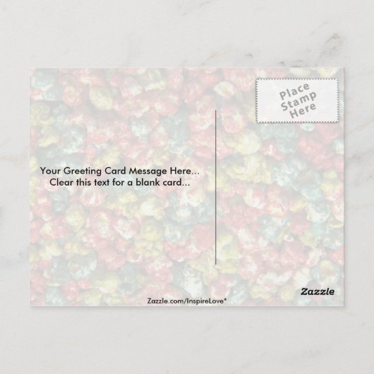 Yummy Colour popcorn Briefkaart (Achterkant)