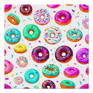 Yummy cream donuts patroon perfect poster