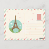 Yummy croissant foto met schattige Tour eiffel Briefkaart (Achterkant)