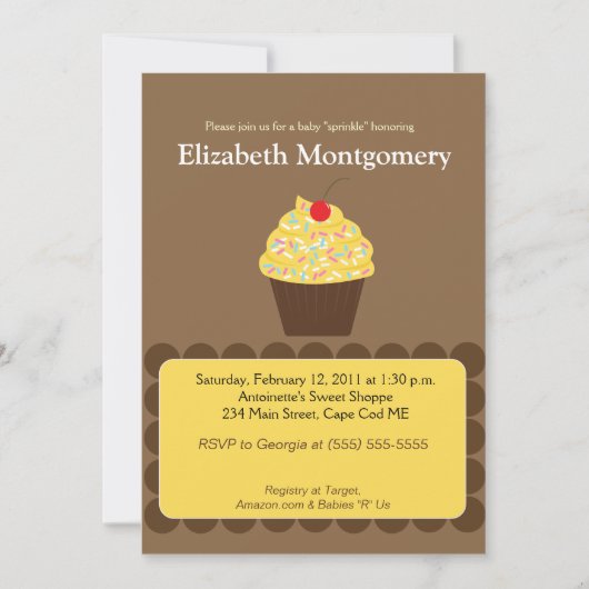 Yummy Cupcake Baby shower Sprinkle 5x7 Kaart (Voorkant)
