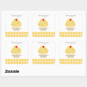 YUMMY CUPCAKE (geel) VIERKANTE Sticker (Vel)