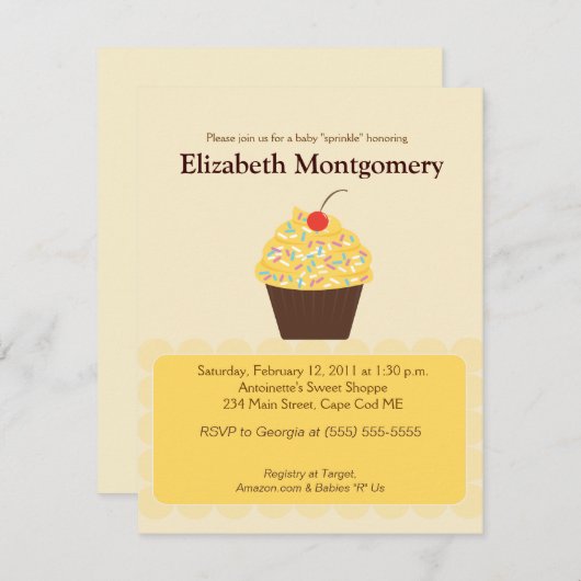 Yummy Cupcake Neutraal Baby shower 4x5 uitnodiging (Voorkant / Achterkant)