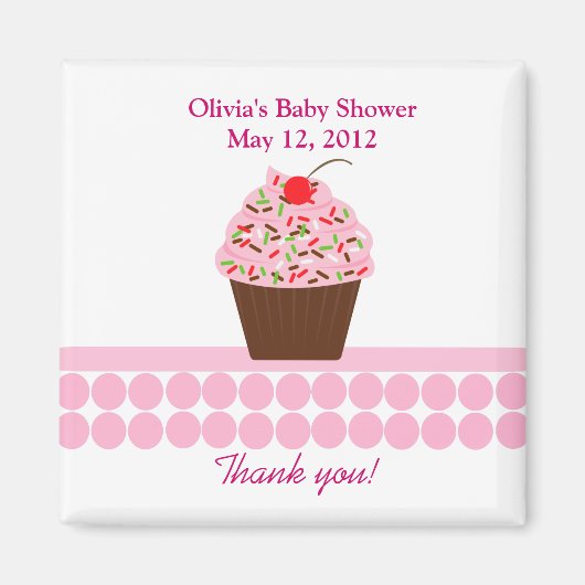 YUMMY CUPCAKES Baby shower Favor Magnet (Voorkant)
