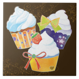 Yummy Cupcakes Chocolate Brown Kitchen TIles Tegeltje