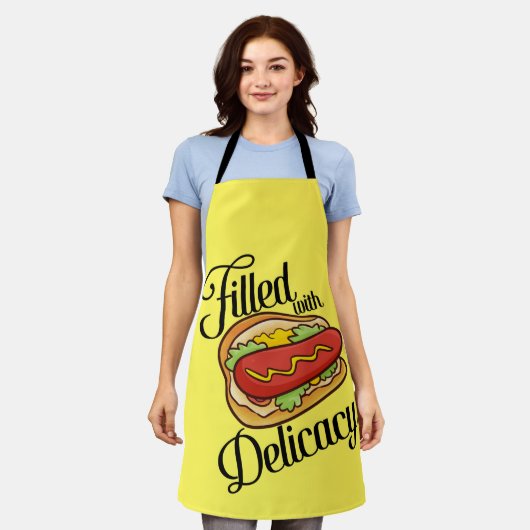 Yummy Delicacy Hotdog Cartoon Apron Schort (Gedragen)