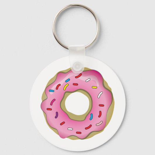 Yummy Donut met Icing en Sprinkles Sleutelhanger (Voorkant)